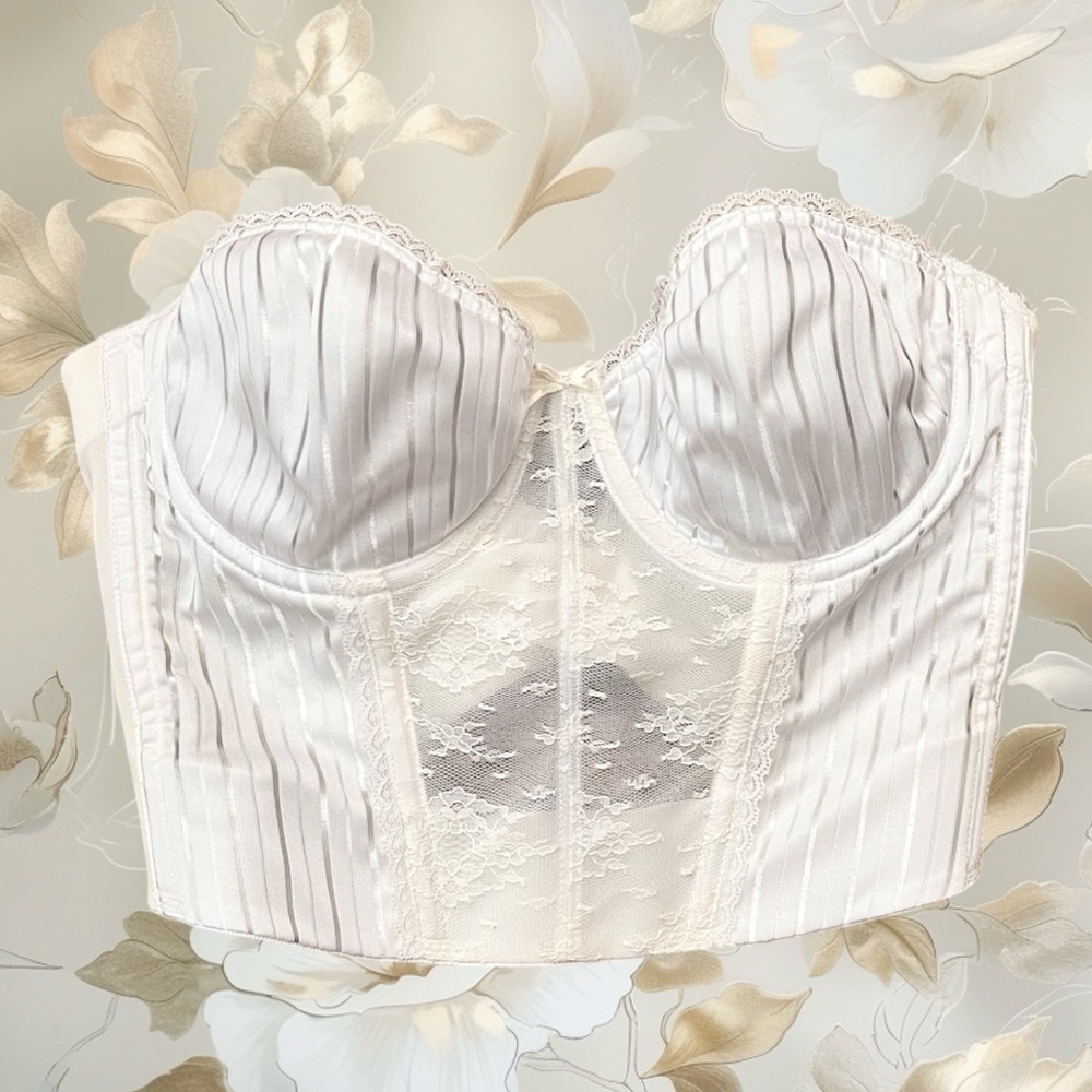 Lady Manhattan Vintage Bustier Bra Corset Top White 36B M Medium